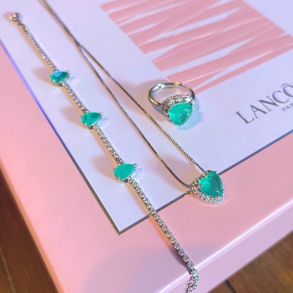 Set Brazilian Paraiba Tourmaline Jewelry Sterling 925 Silver
